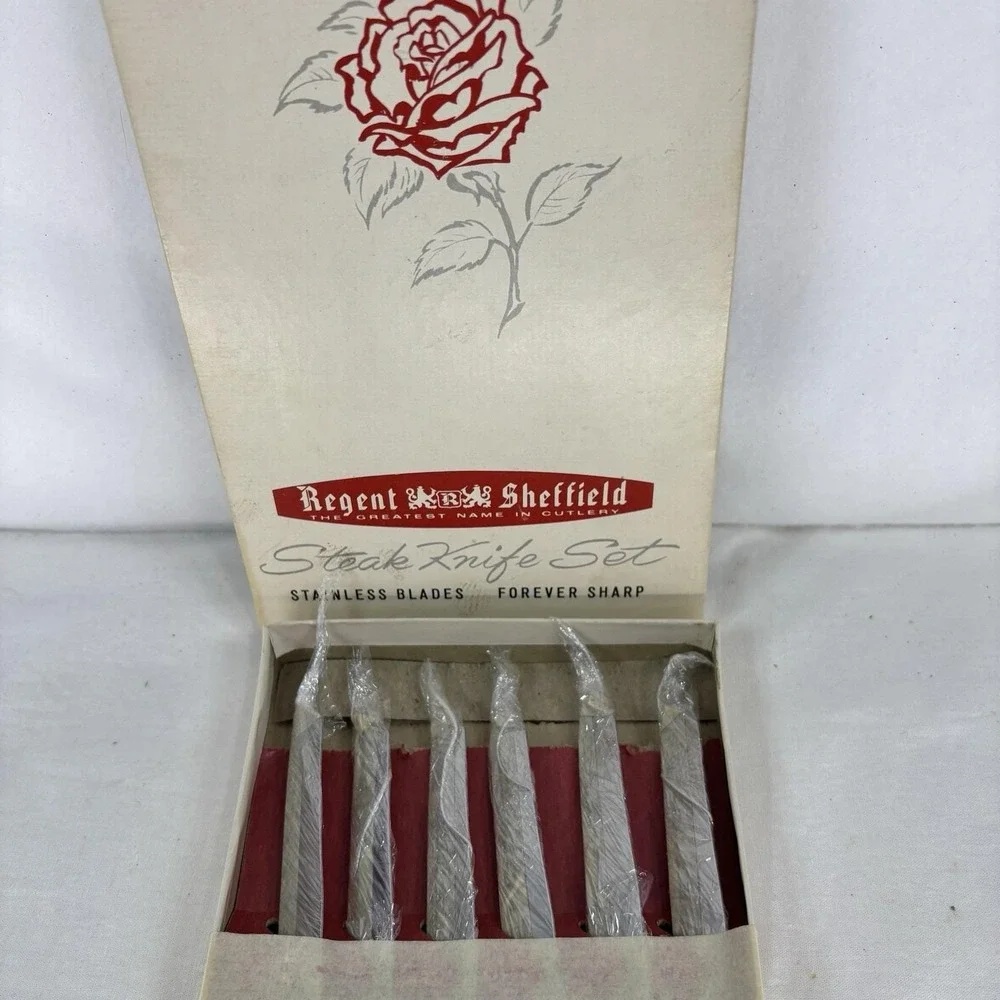 Vintage Regent Sheffield Steak Knife Set Original Box